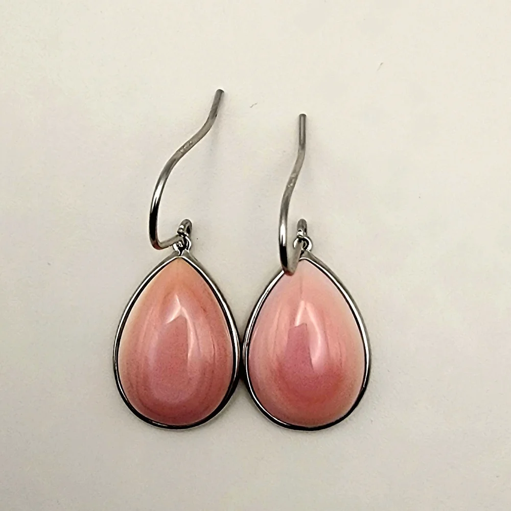 Sterling Silver Pink Teardrop Dangle Earrings